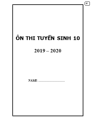 Lý thuyết và bài tập tuyển sinh vào Lớp 10 môn Tiếng Anh - Năm học 2019-2020